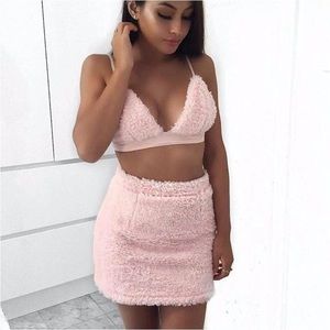 Pink Faux Fur Skirt!